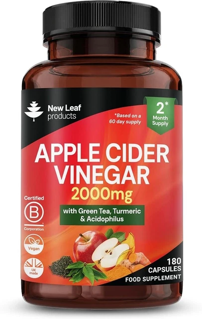 APPLE CIDER VINEGAR Capsules 100 Pure ACV 2000mg 2 MONTHS SUPPLY 21 apple-cider-vinegar-capsules-100-pure-acv-2000mg-2-months-supply-21