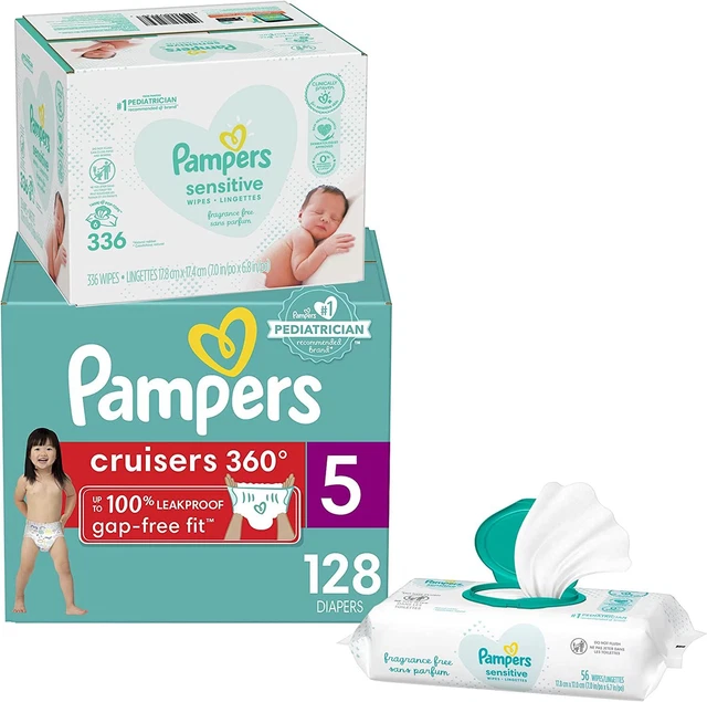 Pampers Pull On Diapers Size 5 and Baby Wipes, Cruisers 5 (Pack of 336)