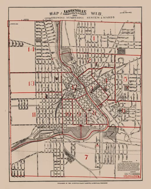 1900 Map of Janesville Wisconsin