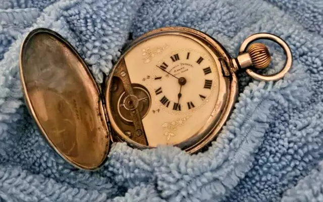 Swiss Antique Hebdomas 8 Day Pocket Watch, Super Rare Hunter Case!, .800 Silver.