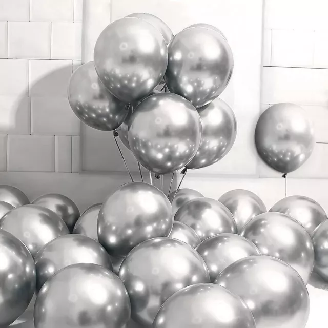 10-50 CHROME BALLOONS METALLIC LATEX PEARL 10" Helium/Air Wedding Birthday Party