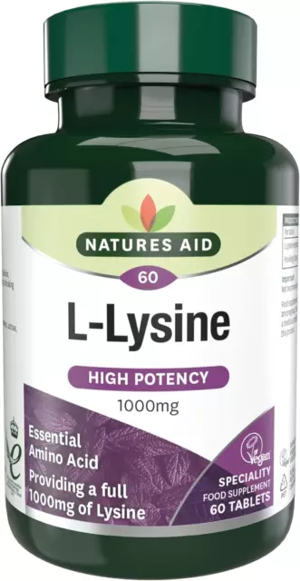 Natures Aid L-Lysine 1000 Mg De, Acide Aminé Essentiel À Haute Efficacité, Convi 2