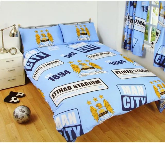 Juego de ropa de cama reversible con doble cubierta de edredón del Manchester City
