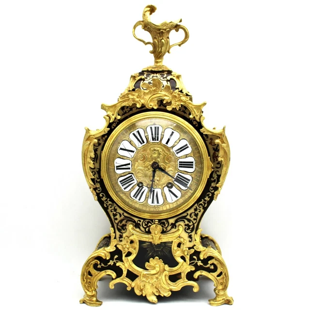 ANTIKE KAMINUHR TISCHUHR PENDEL CLOCK KARTELLUHR (h.50) INTARSIEN Boulle - 19.Jh