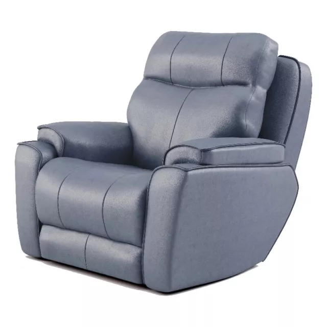 Southern Motion Showstopper Leather Rocker Recliner in Horizon Blue