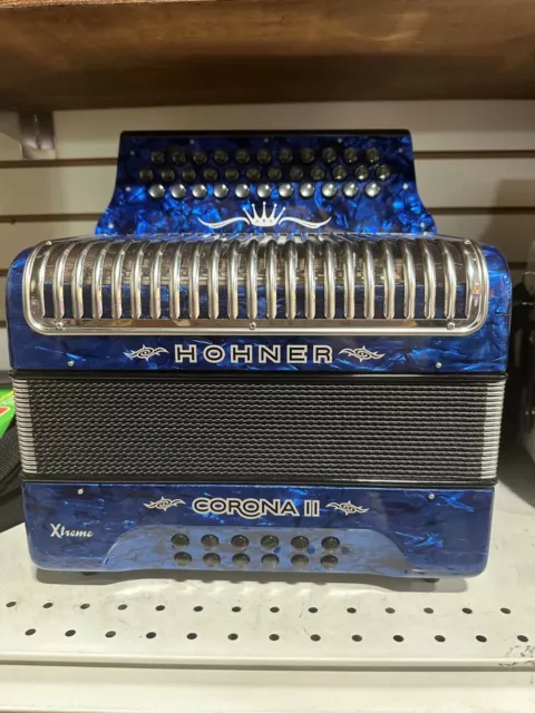 Hohner CXGBL Corona II Xtreme Accordion in Key GCF in Dark Blue Pearl Finish