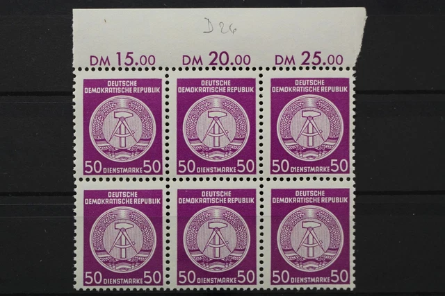 DDR Dienst A, MiNr. 26 x PLF I, 6er Block, Oberrand, postfrisch / MNH - 652645