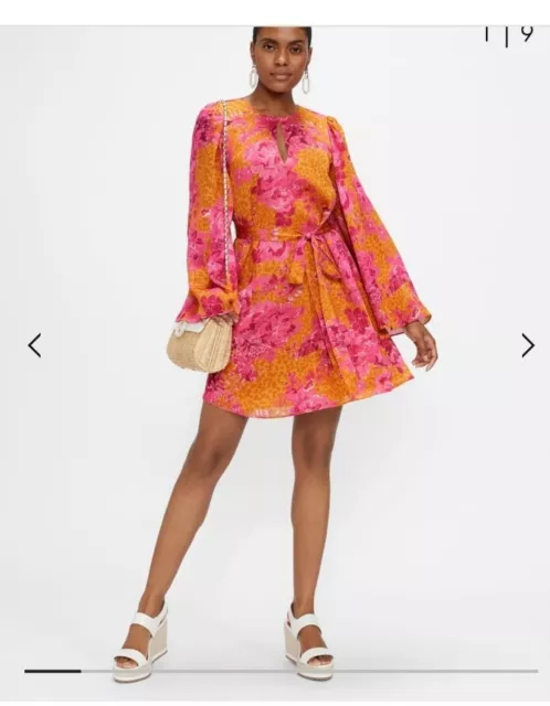 BNWT TED BAKER Rearay Textured Mini Dress in Silver Gold UK Size