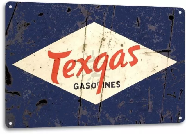 Texgas Gasoline Gas Motor Garage Retro Rustic Vintage Wall Decor Metal Tin Sign
