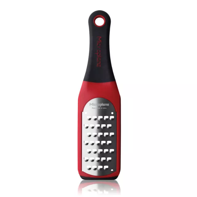 Microplane Artisan Extra Coarse Grater Stainless Steel Lemon/Lime Zester Red