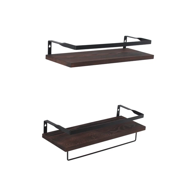 Set 2 Mensole da Parete Muro in Legno Metallo a Scomparsa per Bagno Cucina