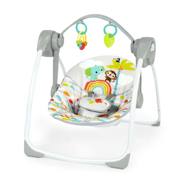 Bright Starts Playful Paradise Portable Compact Baby Swing with Toys,