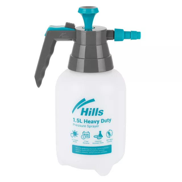 Hills Heavy Duty Weed/Chemical Pump Pressure Spray Bottle 1.5L Viton Seals