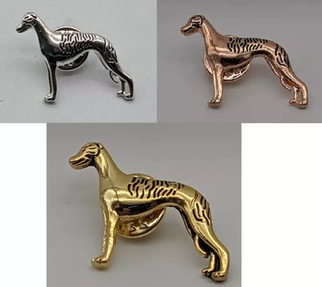 Greyhound Whippet Lurcher Dog Brooch Standing Lapel Pin Badge Various Colours