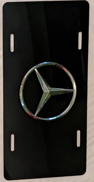 OEM Mercedes Emblem & New Black Vanity Aluminum License Plate Assembly