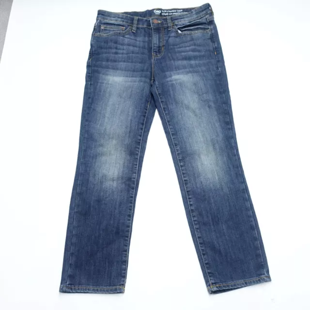 Gap Cropped Jeans Women's 6/28 Blue Denim Pockets Slim Fit Straight Leg Zip Fly