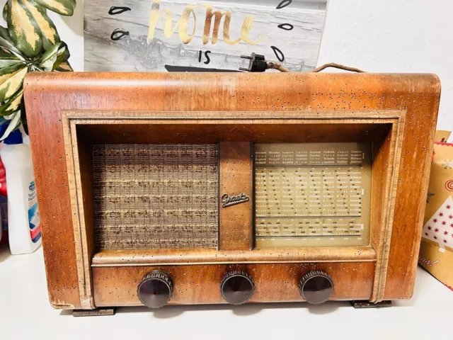 Greatz Radio 50W Antikes Röhrenradio aus Holz Vorkriegsmodel Funktionsfähig