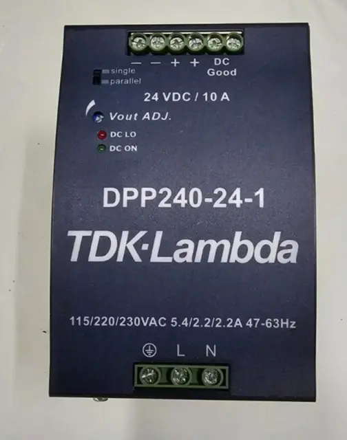 TDK DPP240-24-1 AC/DC DIN Rail Power Supply, 1 Output, 240 W, 24VDC, 10A NEW