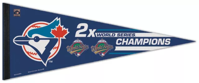 Toronto Blue Jays 2-TIME WORLD SERIES CHAMPIONS 1992-1993 Premium Felt PENNANT