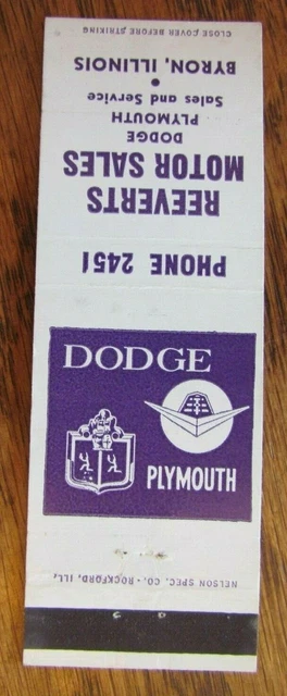 1950S DODGE & PLYMOUTH CAR DEALER: REEVERTS MOTOR SALES (BYRON