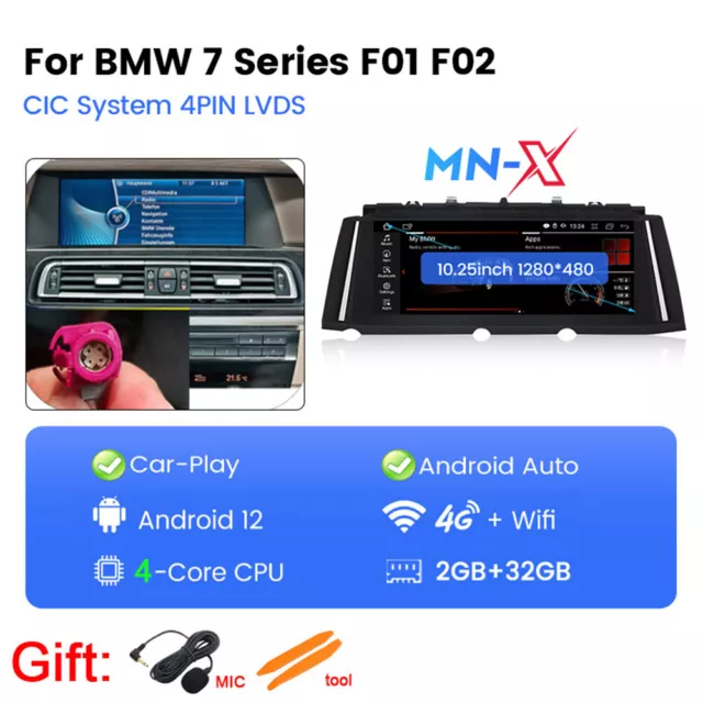 Android 12 GPS 10.25" Radio Wireless Carplay For BMW 7 Series F01 F02 2009-2015