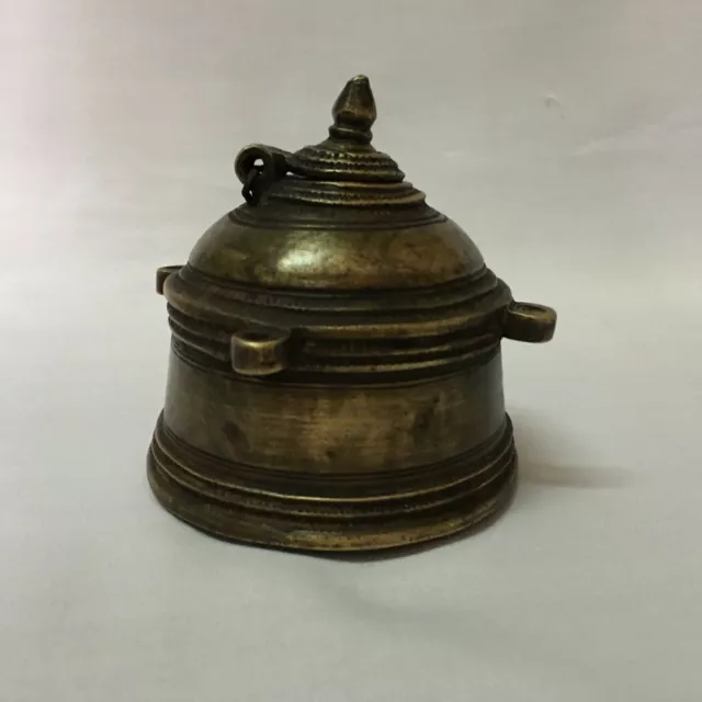 An old or antique Engraved solid Brass Ink Well Pot decorative Shape early