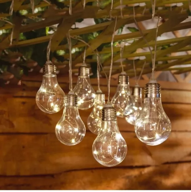 Solarbetrieben 10 LED Schnur Licht Fee Party Outdoor Garten Sommer Retro Glühbirnen
