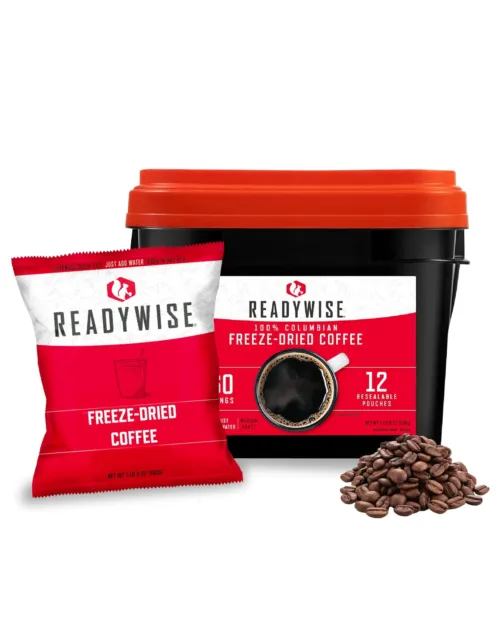 READYWISE - Freeze-dried Coffee Bucket, 360 Servings, Emergency, MRE Meal