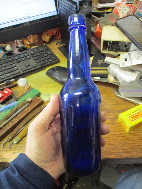 Antique 1800'S Cobalt Blue Beer Soda Bottle Unmarked