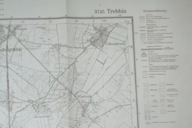 Topographische Karte TREBBIN - 3745 - Ausgabe 1941 / (62x60cm) 3