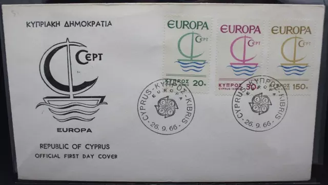 Francobolli Cipro 1966 Europa Cept Busta I Giorno Di Emissione Fdc (C.7)
