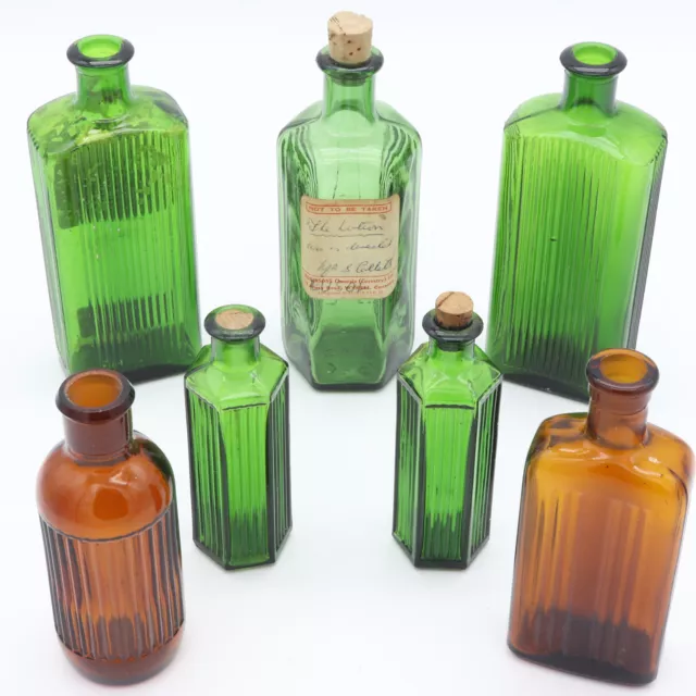 Job Lot of Vintage Poison Bottles - Green & Brown Bundle