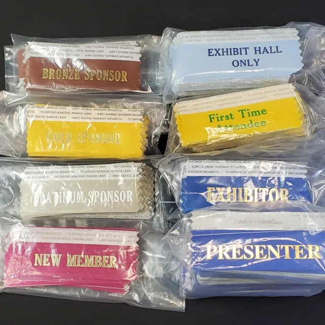 Adhesive Badge Ribbon Convention Event 2x4 Inch Variety Lot Sponsor Presenter