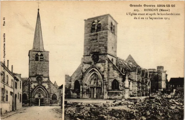 CPA AK Militaire - Revigny - L'Eglise avant et apres le bombardement (698713)