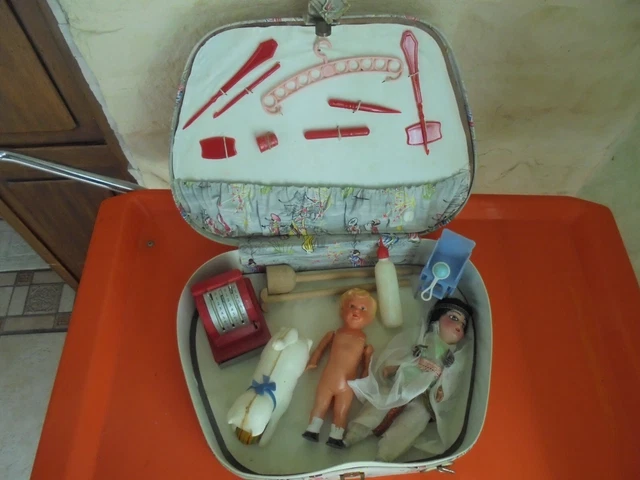 Jouet Ancien Petitcollin - Bébés Celluloïd Et Maman En Poussette - 1930/50