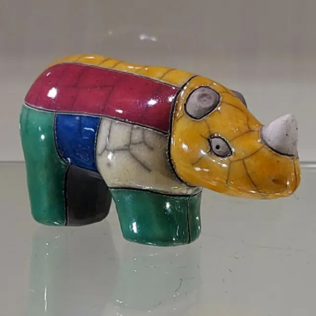 Raku Keramik Rhino - Handgefertigt In Südafrika - Top Neuer Zustand