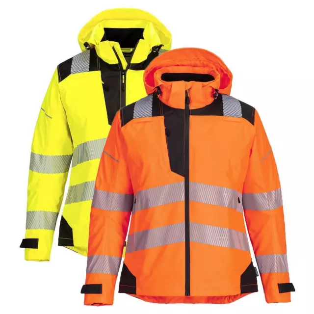 PORTWEST PW389 Hi-Vis Femmes Pluie Veste Imperméable Sécurité Rapide Sec