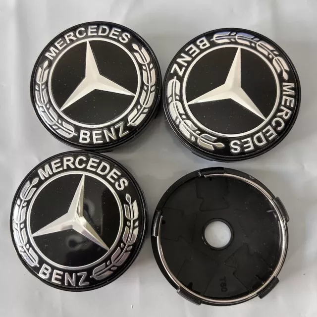 NEU 4x 60mm Auto Nabendeckel Radkappen Felgenabdeckung für Mercedes Benz Schwarz