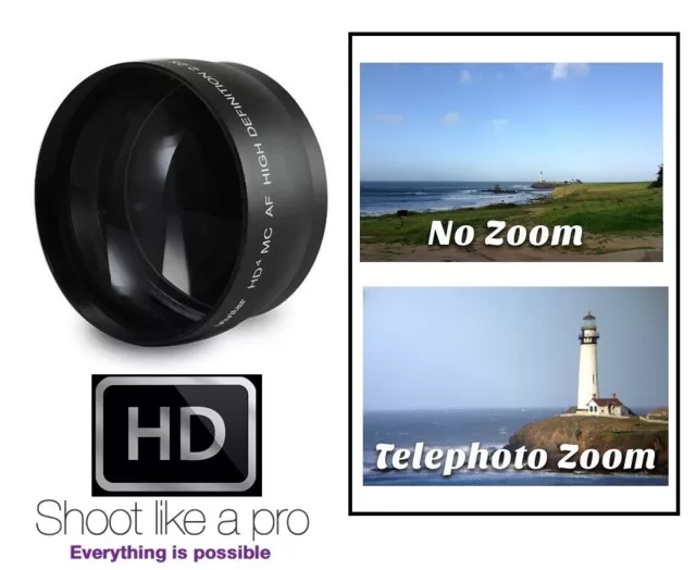 58mm 2.2x Hi Def Telephoto Lens for Canon Nikon Sony Panasonic Samsung Pentax