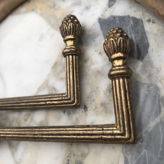 Vintage PAIR French Antique Brass Drapery Curtain Holdback Towel Hook Victorian 5