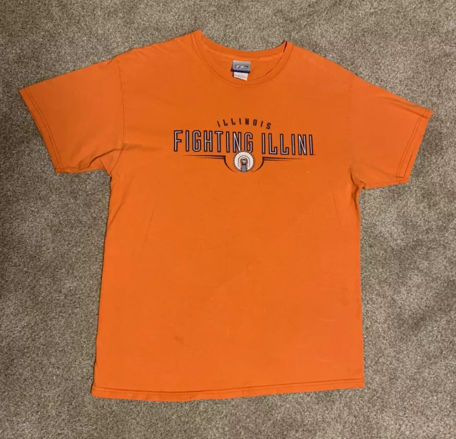 Univ of Illinois FIGHTING ILLINI CHIEF ILLINIWEK S/S T-Shirt S Banned  Tri-blend