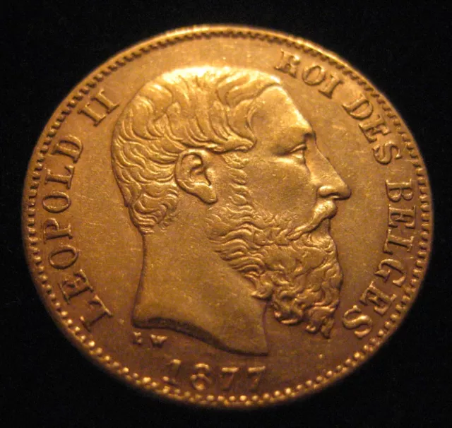 Mds Belgien Belgium 20 Francs 1877 "Leopold Ii. Roi Des Belges", Gold #Q