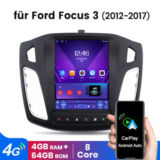 Tesla style Für Ford Focus MK3 2012-18 DAB CarPlay Android 12 Autoradio GPS Navi