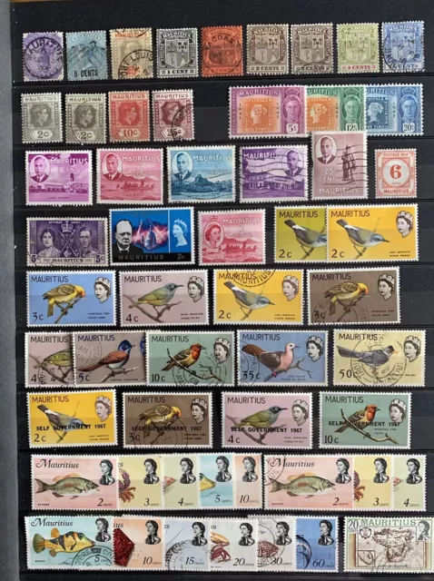 Mauritius Stamps.  Collection of 55 QV to QE11 from Old Album