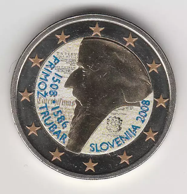 A 2008 Slovenie -- 2 Euro Couleur -- Primoz Trubar