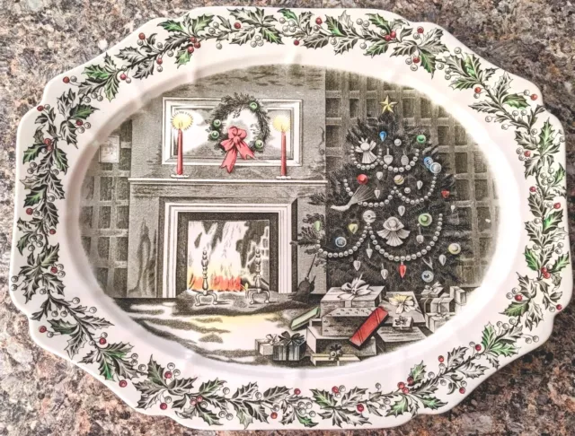 TWO VINTAGE Johnson Bros. Christmas Platter HIGHLY COLLECTIBLE! MINT COND.