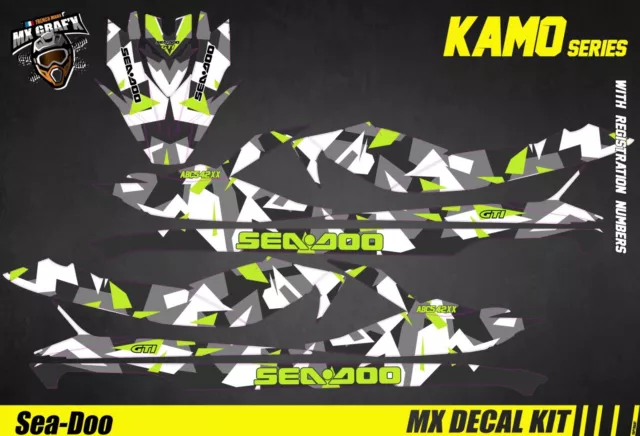 Kit Déco pour / Decal Kit for Jet Ski Sea-Doo Gti/Gtr/Gts/Wake - Kamo Green