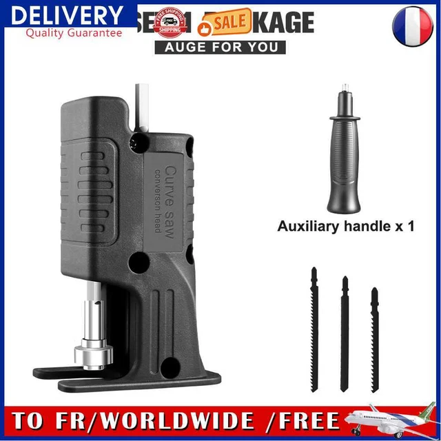 Electric Drill to Electric Saws Reciprocating Saw Adapter for Wood Metal (Black)