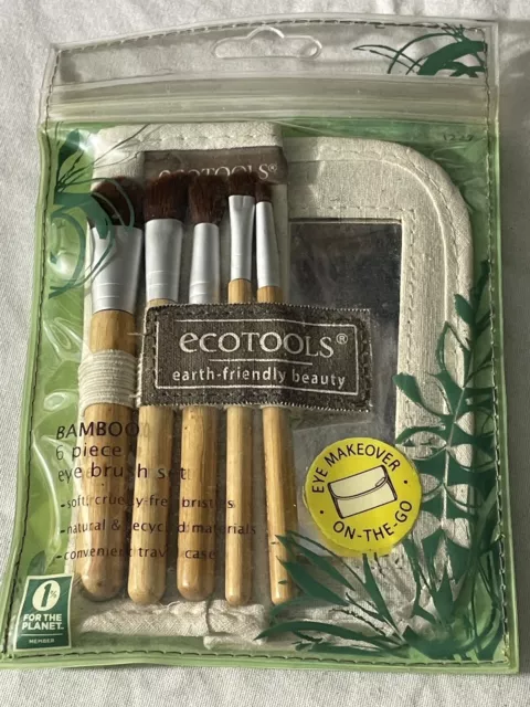 EcoTools Bamboo 6-Piece Eye Brush Set - 5 Brushes + Case - Earth Friendly