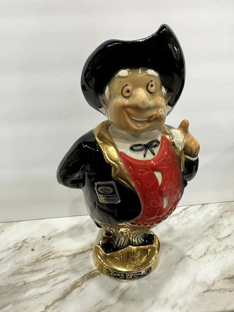 Ezra Brooks Senator 24k Gold Trim Ceramic Decanter 1971 Bourbon Whiskey 12 Inch